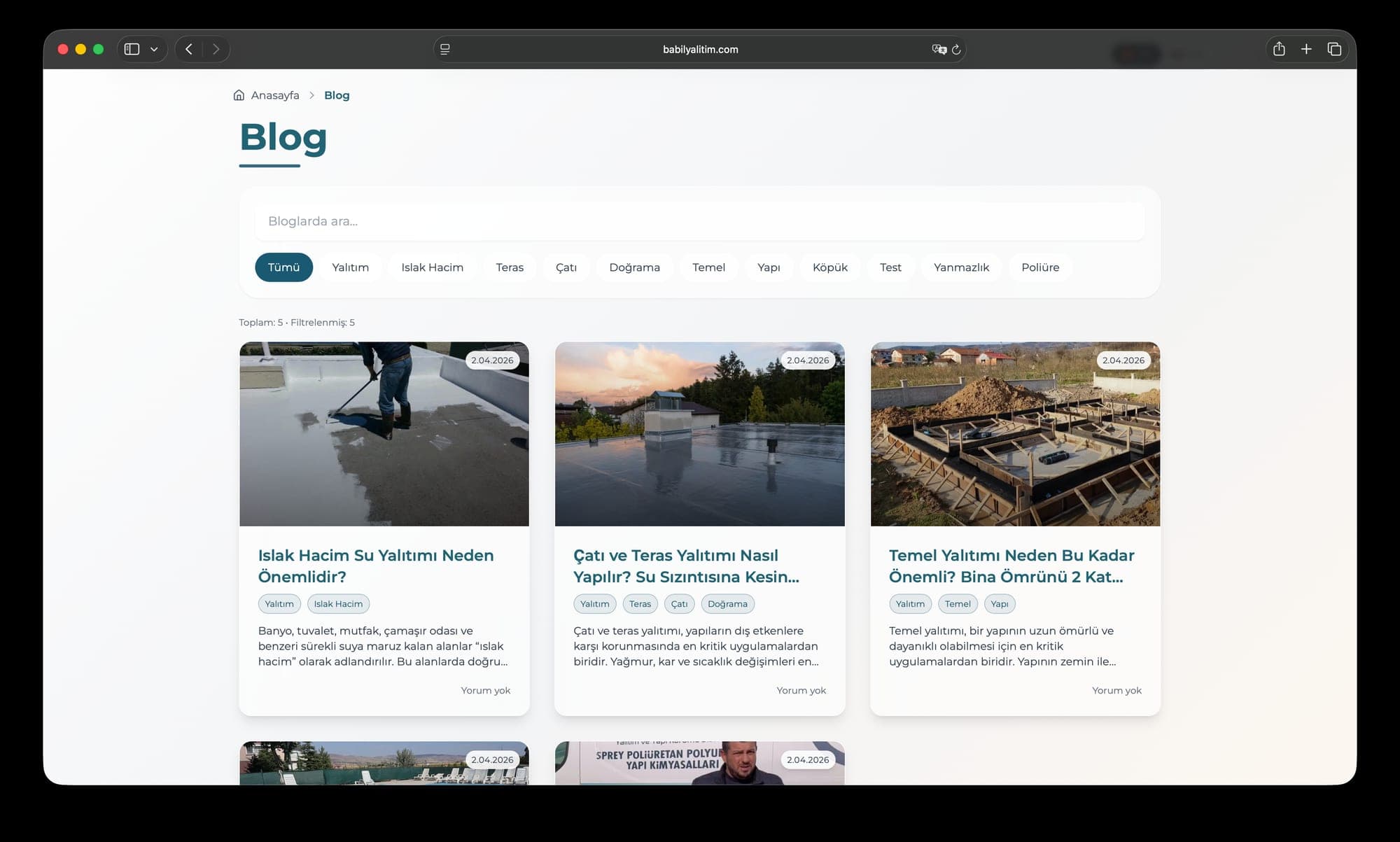 Babil Yalıtım blog sayfası